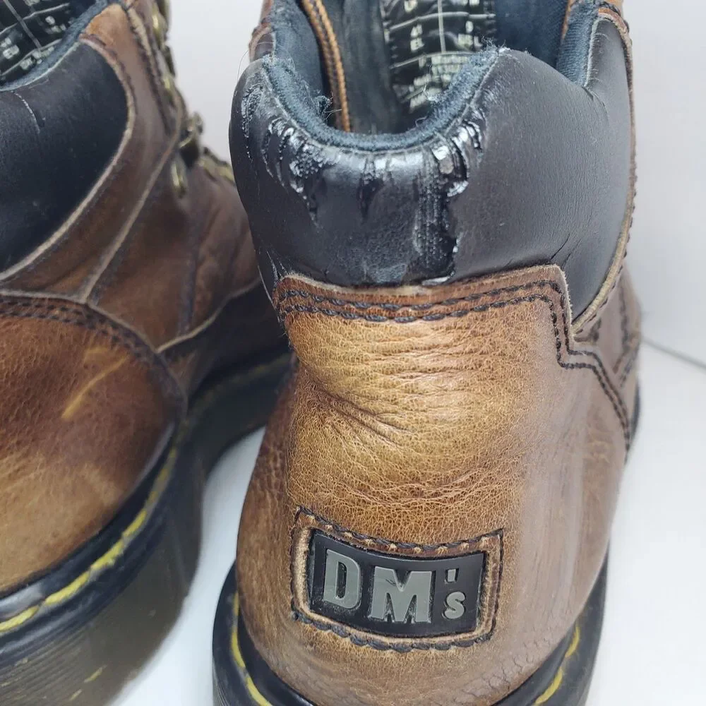 Vtg Doc Martens Sz 8M 9W Grizzly Chunky Platform Oxford Boots Shoes Brown